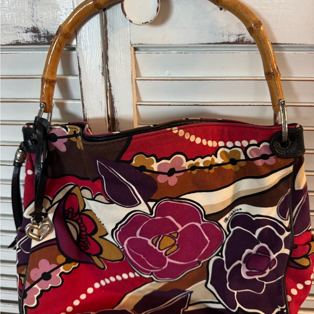 Brighton Red and Purple Shoulder Bag with Floral Design